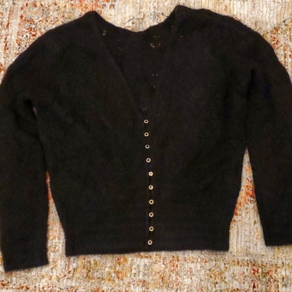 Sezane Black Wool Blend Cardigan